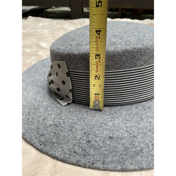 Vintage NOS Banash Boston Light Gray Wool Felt Fedora Hat Polka Dot  Bow US 7.5 main image 6